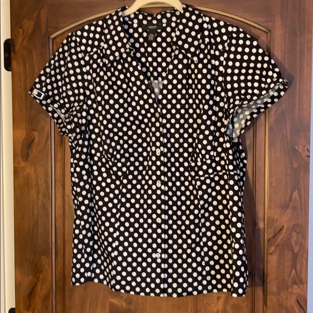 Alfani Stretch Button Down Polka Dot